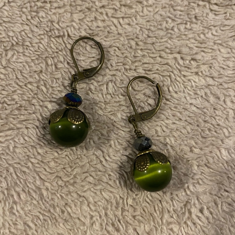 Green Tigers Eye, BoHo earrings